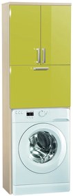 Vysoká kúpeľňová skrinka nad práčku K21 farba korpusu: Agát, farba dvierok: Bielá lesk