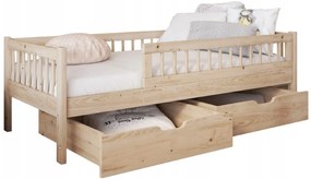 Detská posteľ z masívu borovice FLORES so šuplíkmi - 200x90 cm - prírodná