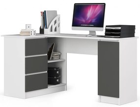 Rohový PC stolík Bienvenida (biela + grafit) (L). Akcia -20%. Vlastná spoľahlivá doprava až k Vám domov. 1117076