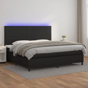 Boxspring posteľ s matracom a LED čierna 200x200 cm umelá koža 3135843