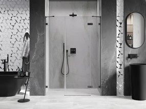 Mexen Lunar, pravé otočné sprchové dvere 150 cm, 8mm číre sklo, brúsený grafit profil, 834S-150-050-66-00-P
