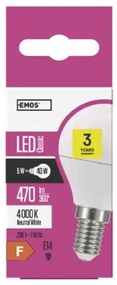 EMOS LED žiarovka CLS MINI GL, E14, 6W, neutrálna biela / denné svetlo