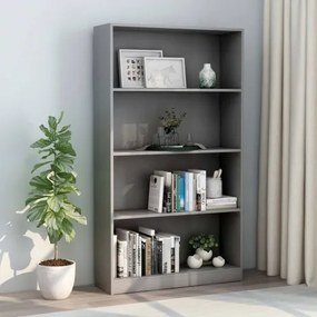 vidaXL Knižnica so 4 policami, sivá 80x24x142 cm, drevotrieska-