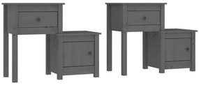 vidaXL Nočné stolíky 2 ks sivé 79,5x38x65,5 cm masívna borovica