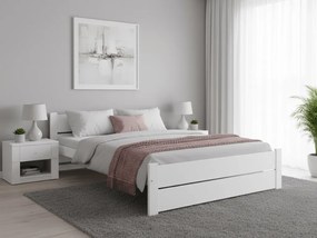 Posteľ IKAROS DOUBLE 140 x 200 cm, biela Rošt: S lamelovým roštom, Matrac: Matrac DELUXE 10 cm
