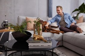 Okrúhly konferenčný stolík Sofia, čierny/ratan