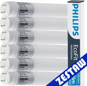 SADA 6x Philips LED trubica 60cm 9W 900lm 4000K 20 000h T8 EcoFit
