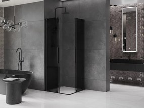 Mexen Velar L Duo, sprchový kút s posuvnými dverami 90 x 90 cm, 8mm šedé sklo, čierna matná, 871-090-090-02-43-70