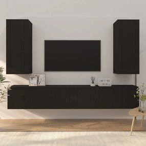 6-dielna súprava TV skriniek čierna spracované drevo 3188839