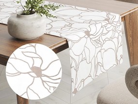 Biante Bavlnený behúň na stôl Sandra SA-268 Béžové designové kvety na bielom 35x120 cm