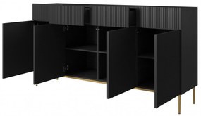 Komoda Nicole 200 cm - čierny mat / zlatá