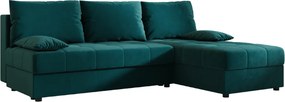 Rozkladacia obojstranná sedacia súprava do L VENORIA SLIM 200x143 cm, petrolejová + 2 vankúšiky ZDARMA