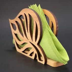 AMADEA Drevený stojanček na obrúsky v tvare listu, masívne jelša, 14x8,5x3,5 cm