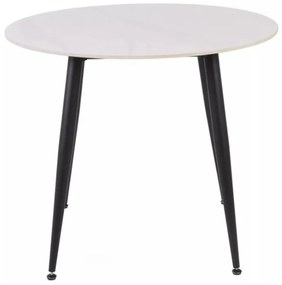 Okrúhly jedálenský stôl RION 90 cm s keramickou doskou, biely mramor