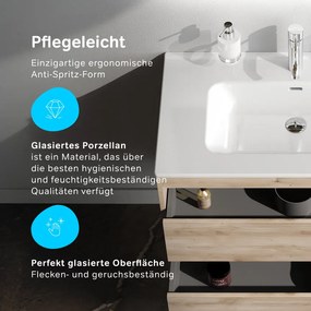 Skrinka s umývadlom 80 AM.PM Spike MPA-FHX0802HF-WCC0802WG závesná, 2 zásuvky, svetlý dub