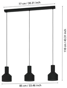 Eglo 99552 - Luster na lanku CASIBARE 3xE27/40W/230V