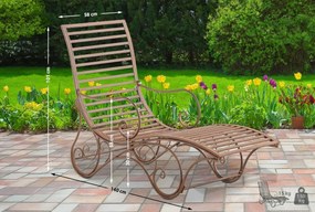 Kovová záhradné lehátko Amiens - Hnedá antik