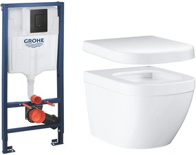 Set WC misa Grohe Euro Ceramic 3920600H, podomietkový konšrukcia so splachovacím tlačidlom Grohe Solido 38811KF0, 39331001