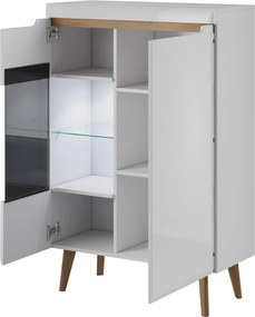 Nízka vitrína Nordi, dub riviéra/biela lesk