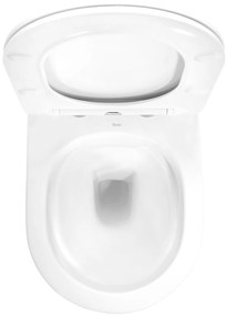 Rea Carlo Mini, závesná WC misa 49x37 cm Rimless s pomaly padajúcim toaletným sedadlom, biela-zlatý okraj, REA-C1222
