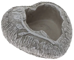 Betónový obal na kvetináč Srdce s vetvičkou sivá, 16 x 6,5 cm