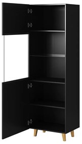 Vysoká vitrína CRATO - čierna / zlatá