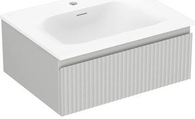 Mexen Rivel, kúpeľňová skrinka 60 cm s umývadlom Vela, 1 zásuvka, drážkovaná, sivá matná/biela, 91A20-06023-1-BF62-W23M01
