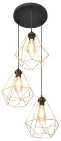 Luster na lanku KARO 3xE27/15W/230V zlatá/čierna