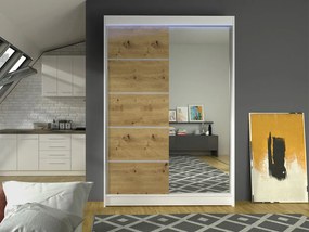 Posuvná skriňa Parys III, Farby: kašmír, Osvetlenie: osvetlenie LED RGB - farebné