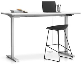 PLAN Výškovo nastaviteľný stôl SINGLE LAYERS, 160x80 cm, 2 motory, biela/sivá