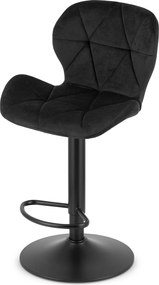 Barová stolička WEST  zamatová čierna  / čierna podnož