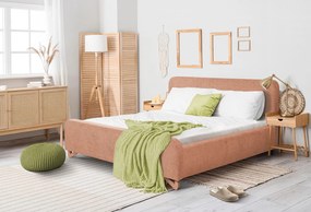 Posteľ Flamingo 180x200 cm, marhuľová štruktúrovaná tkanina