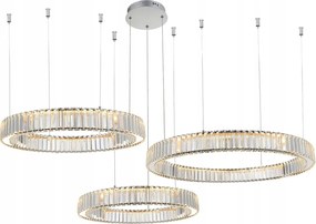 Chromová palácová lampa Spark Pendant 3 Led kruhy s kryštálmi, šatník