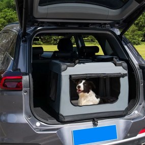 Skladací transportný box pre psov L s miskou a pelíškom, siv