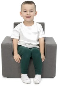 Vulpi Jednofarebné sivé detské kresielko, fotel Classic
