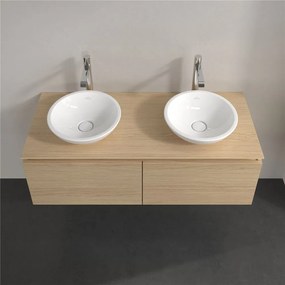 VILLEROY &amp; BOCH Legato závesná skrinka pod dve umývadlá na dosku, 2 zásuvky, 1200 x 500 x 380 mm, Nordic Oak, B58300VJ