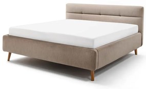 Béžová čalúnená dvojlôžková posteľ s úložným priestorom s roštom 180x200 cm Lotte – Meise Möbel