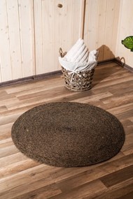 Čierny prírodný okrúhly jutový koberec - 90 cm
