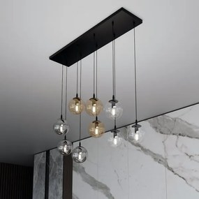 Luster na lanku COSMO 9xE14/10W/230V čierna/šedá/béžová/číra