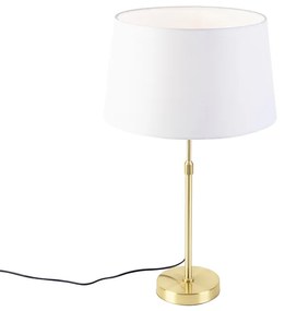 Stolová lampa zlatá / mosadz s ľanovým tienidlom biela 35 cm - Parte