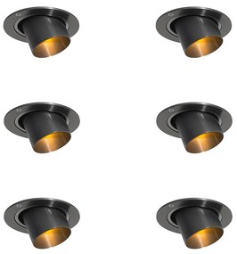 Sada 6 zapustených bodových svetiel Gunmetal GU10 35 mm okrúhle, naklápacie - Installa