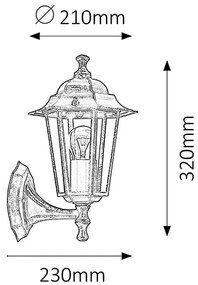 RABALUX Vonkajšia nástenná lampa VELENCE, zlatá