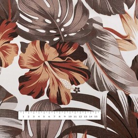 Biante Bavlnený štvorcový obrus Sandra SA-441 Hnedo-tehlové kvety a listy monstery 150x150 cm