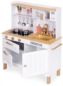 ECOTOYS Detská veľká drevená kuchynka so svetlom a zvukom