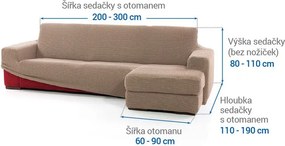 Super strečové poťahy NIAGARA oriešková sedačka s otomanom vpravo (š. 200 - 300 cm)
