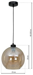 Závesné svietidlo Sofia, 1x jantárové sklenené tienidlo, b