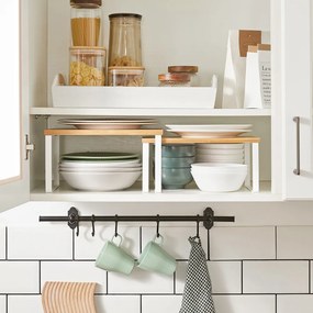 Sada bambusových organizérov CEZAR, 2ks, hnedá/biela SongmicsHome