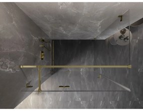 Mexen Lunar T, sklápací sprchový kút ľavý 135 x 100 cm, 8mm číre sklo, zlatý profil, 834T-135-100-50-00-L