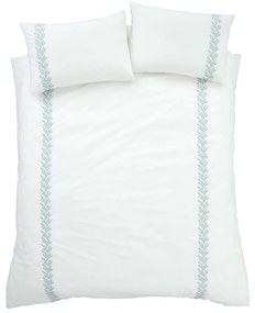 Biele bavlnené obliečky na dvojlôžko 200x200 cm Embroidery Leaf – Bianca