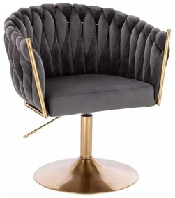 LuxuryForm DESIGN Stolička NORDEN VELUR na zlatom tanieri - tmavosivá